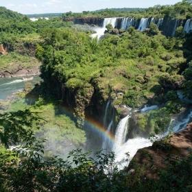 A group of volunteers in Argentina go sightseeing at the Iguazu Falls over a weekend.