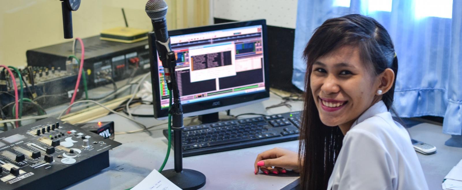 A local DJ at a radio station in the Philippines, where Projects Abroad places interns doing Journalism internships abroad.