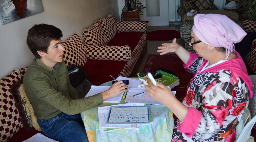 A volunteer learning Arabic on one of our language courses abroad.