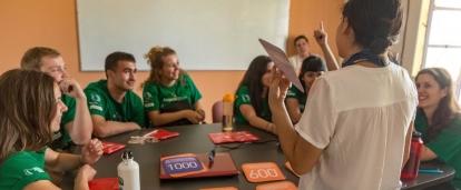 Students take part in a training activity at their Public Health placement for teenagers in Mexico.    