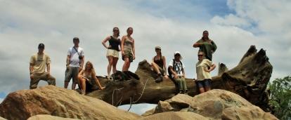 A group of volunteers helps with conservation work in Botswana for teenagers