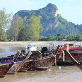 A photo of longtail boats on a river in Thailand, captured by a Conservation volunteer in Asia.  