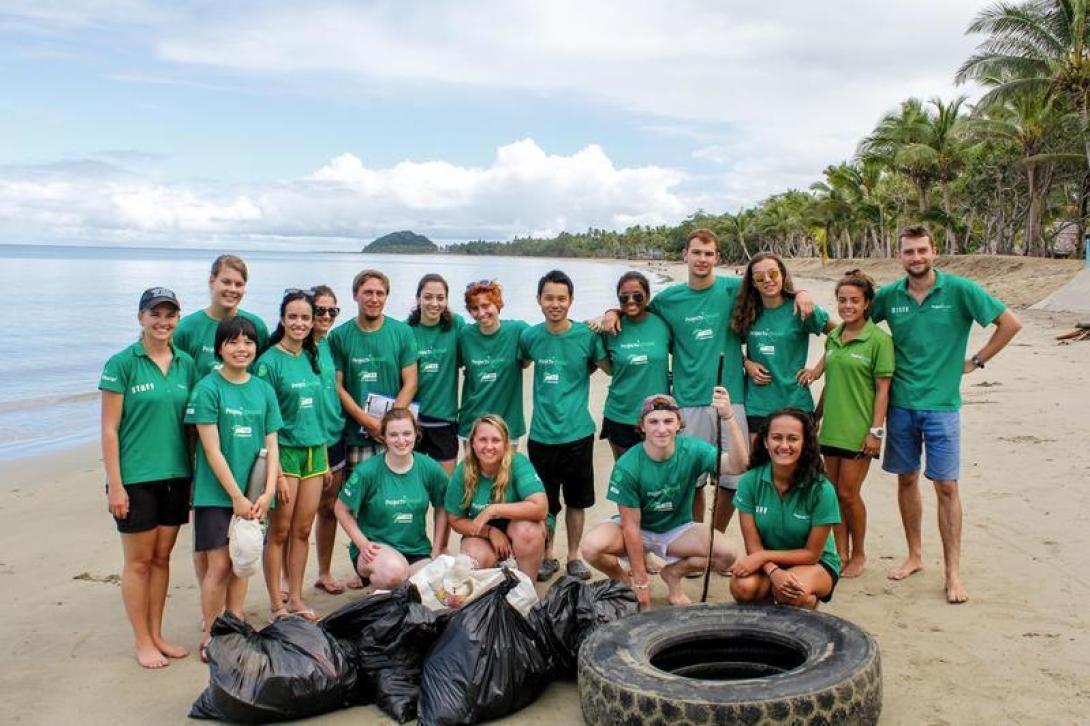 Group of volunteers after a beach cleanup