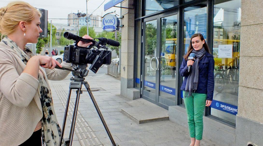 A Journalism intern doing gap year work abroad, spends time learning about presenting for TV in Mongolia.