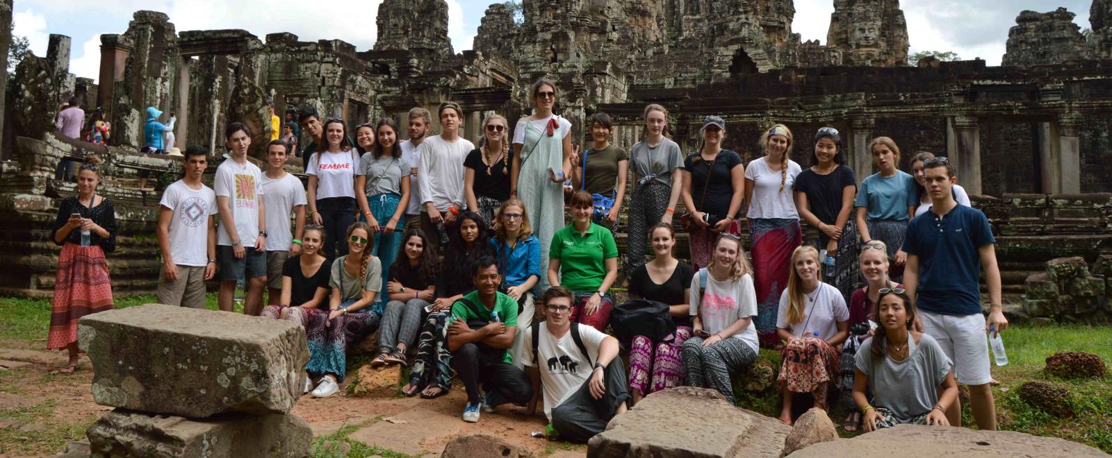Projects Abroad staff take High School Special volunteers to Bayon Temple in Cambodia