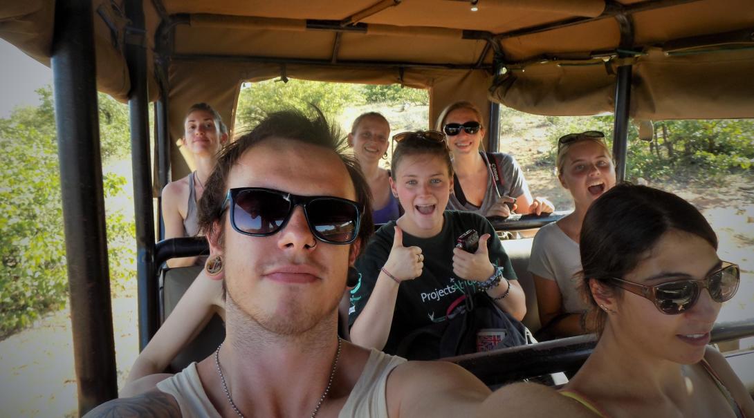 Group of volunteers travelling to their conservation project destination