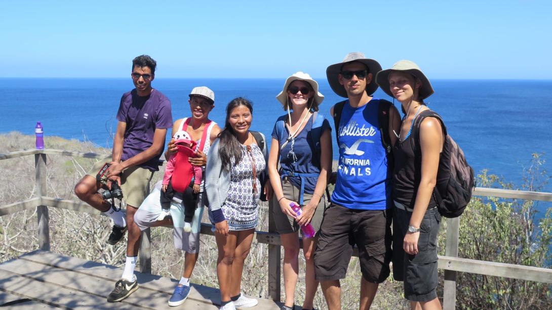 Projects Abroad volunteers get shown around Ecuador by their host family.