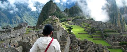 Projects Abroad traveller looks over Machu Picchu during her Discovery Tour in Peru.