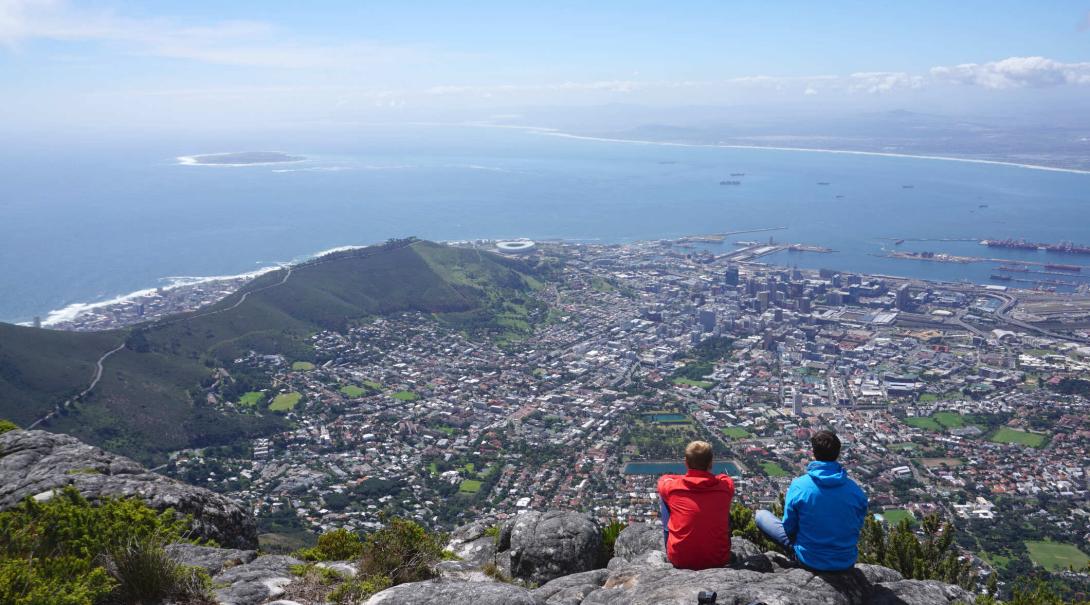Students rewarded with a fantastic view of Cape Town after hiking the mountain in the Mother City